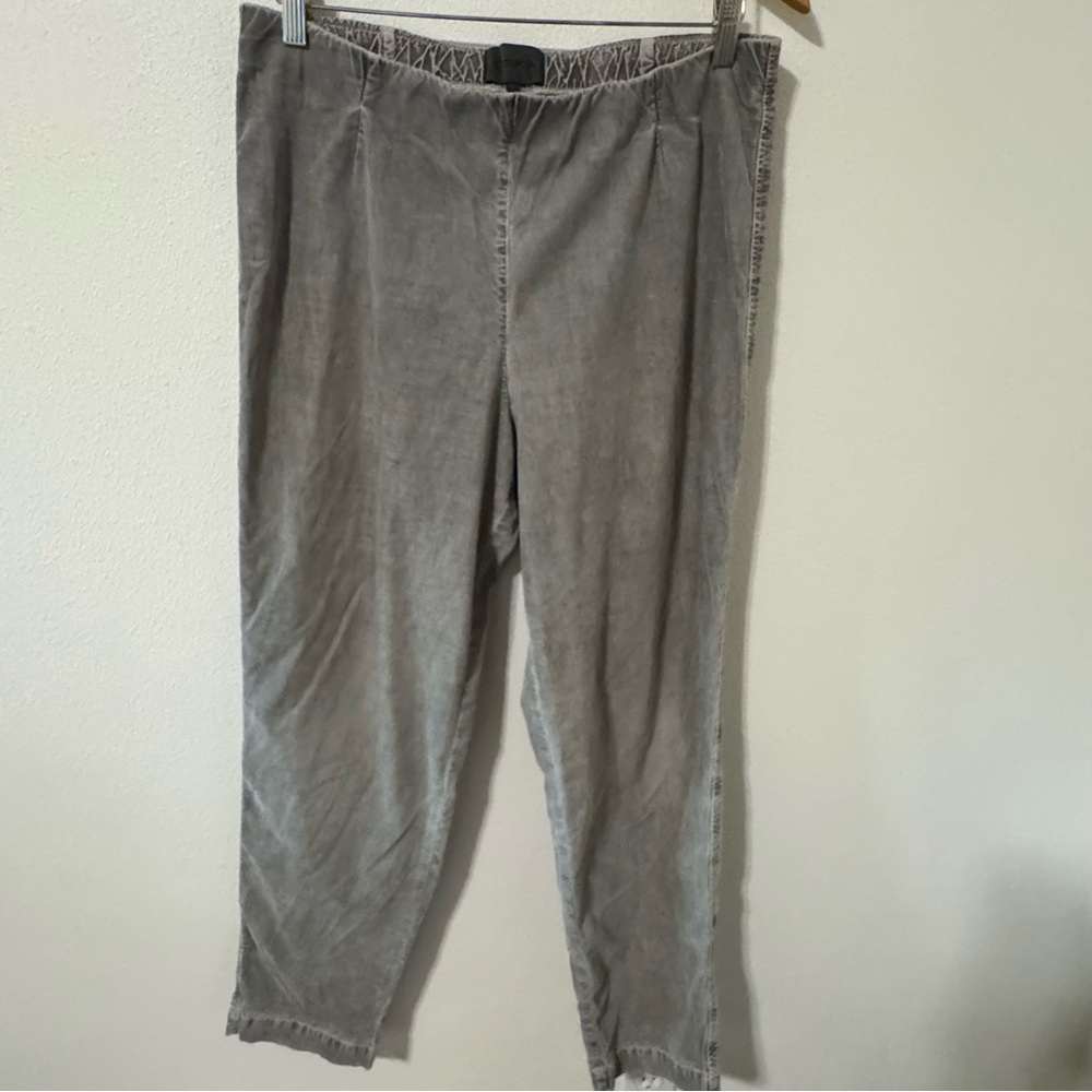 Oska Corduroy Pull On Pants Gray Fine Wale Tapered Leg Minimalist Stretch-3 (10)